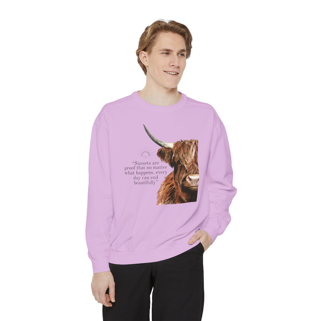 Highland Cow- Unisex Garment-Dyed Sweatshirt