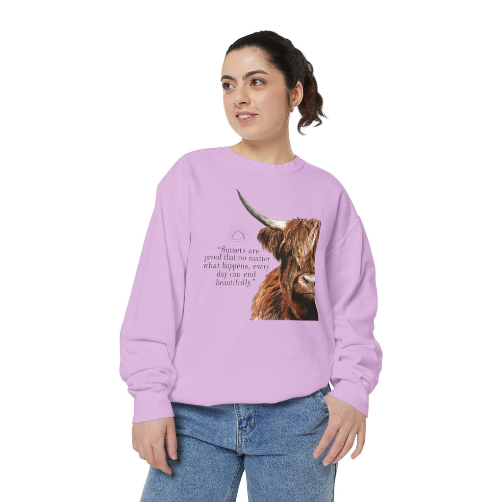 Highland Cow- Unisex Garment-Dyed Sweatshirt