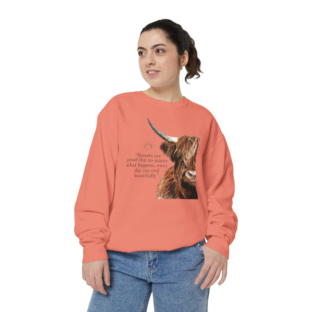 Highland Cow- Unisex Garment-Dyed Sweatshirt
