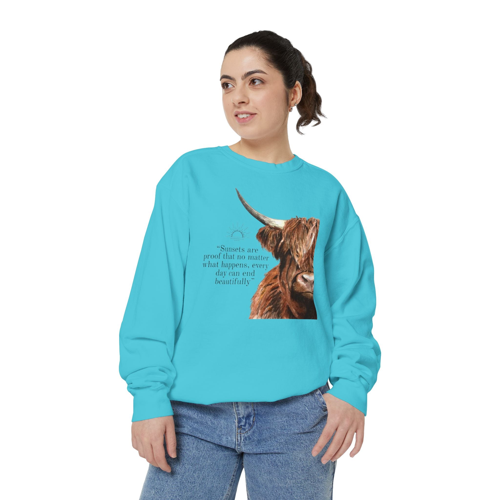 Highland Cow- Unisex Garment-Dyed Sweatshirt