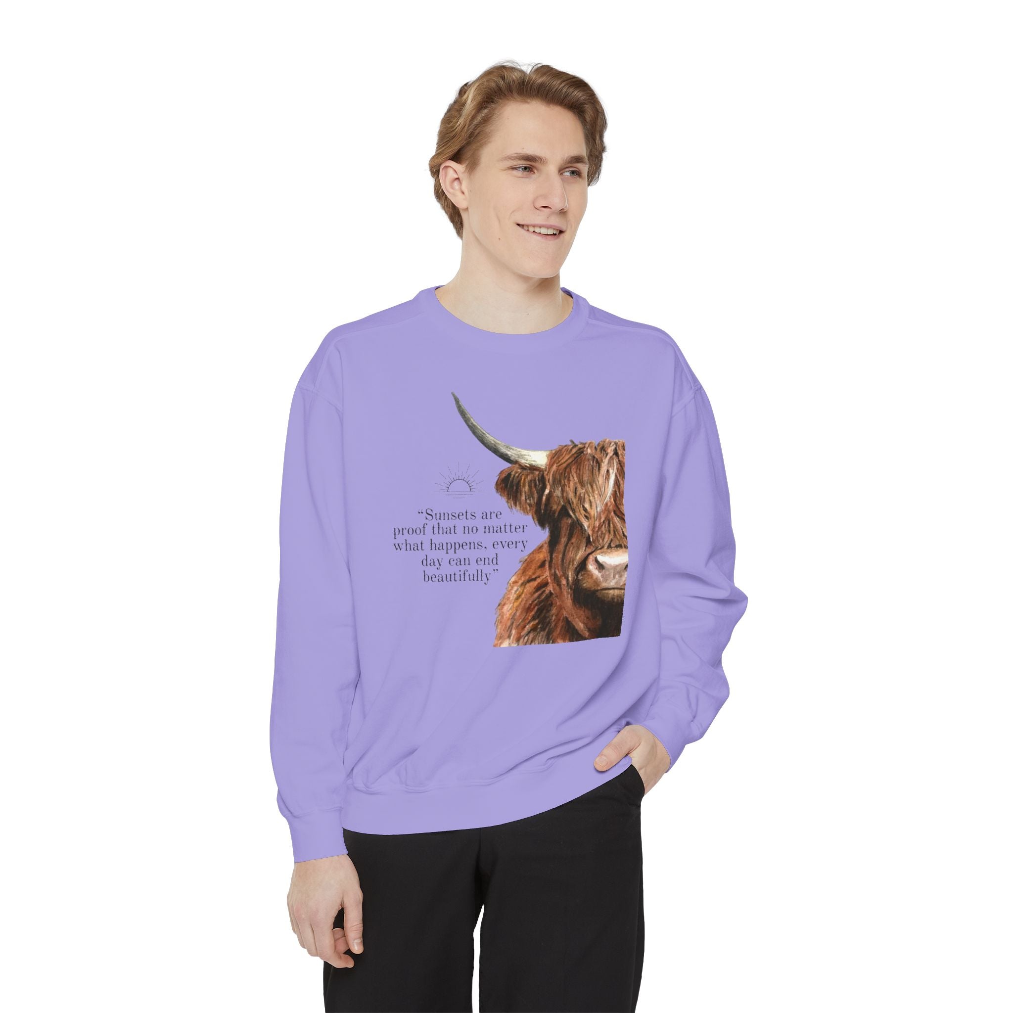 Highland Cow- Unisex Garment-Dyed Sweatshirt