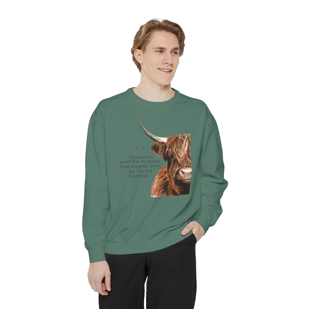 Highland Cow- Unisex Garment-Dyed Sweatshirt