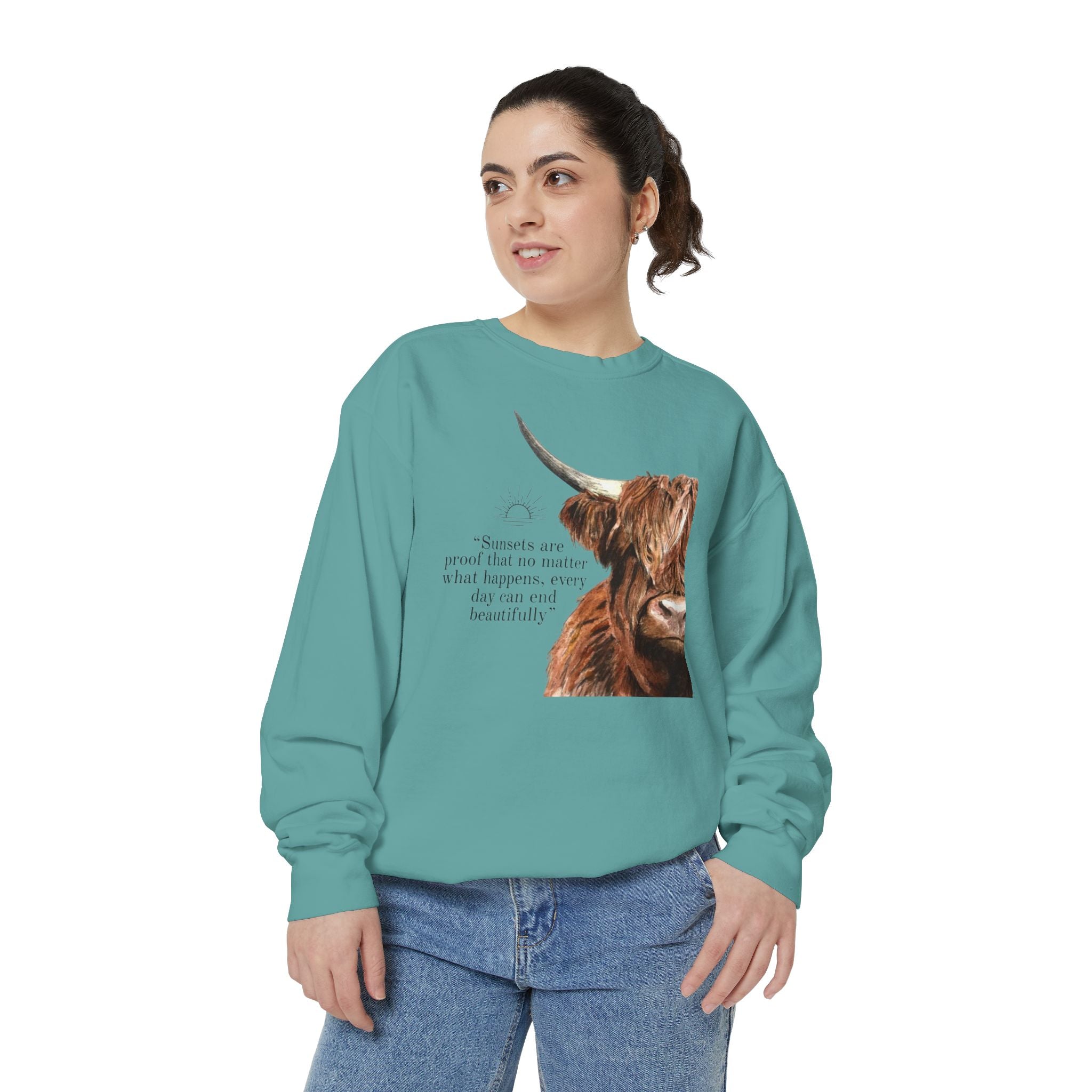 Highland Cow- Unisex Garment-Dyed Sweatshirt