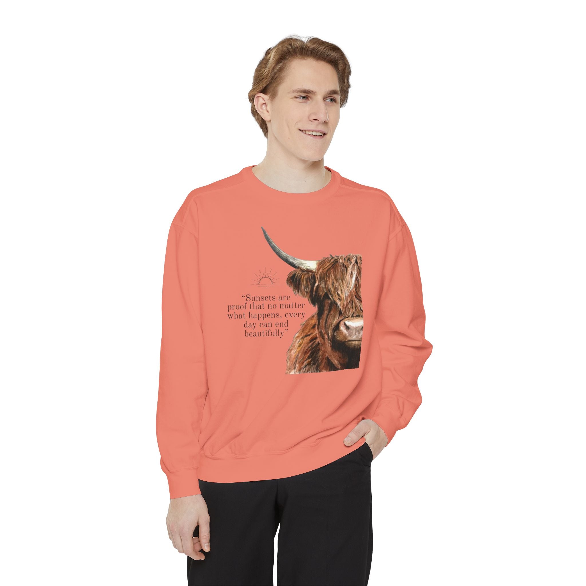 Highland Cow- Unisex Garment-Dyed Sweatshirt
