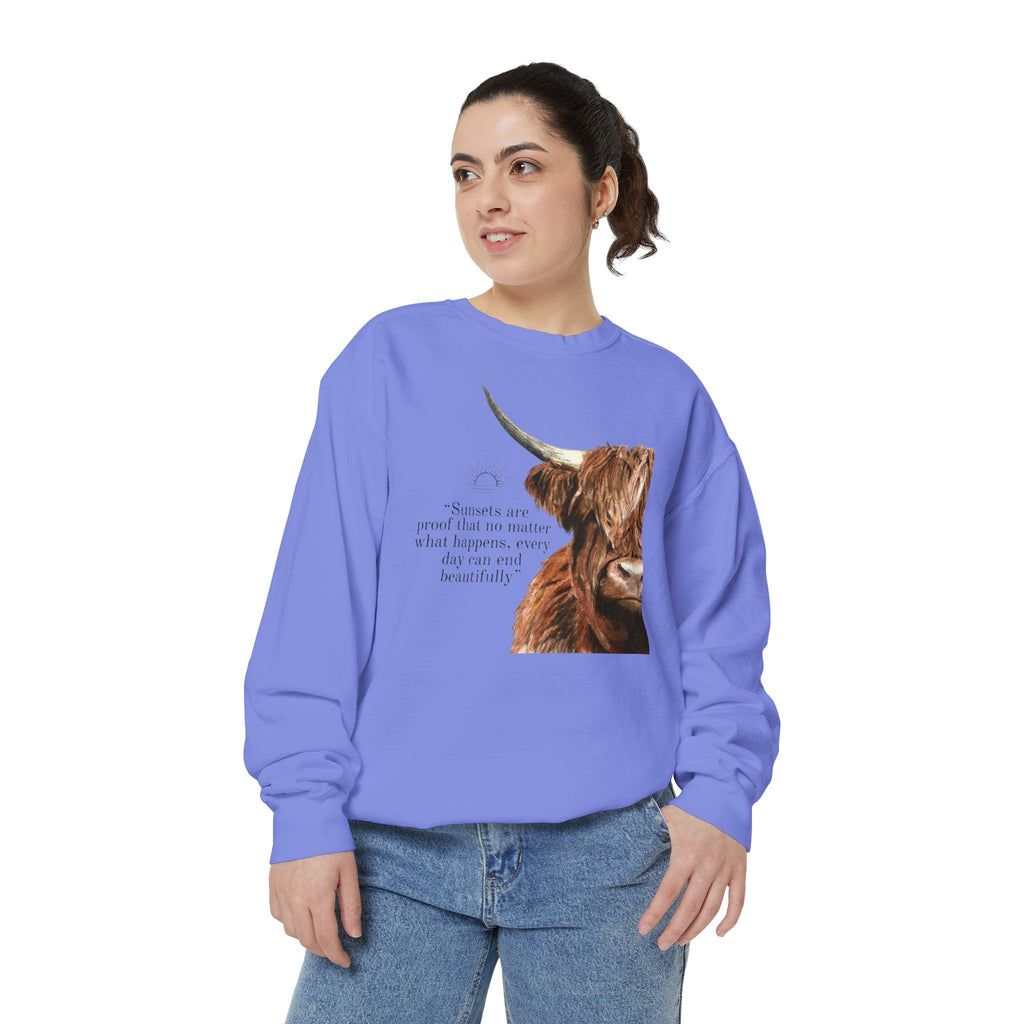 Highland Cow- Unisex Garment-Dyed Sweatshirt