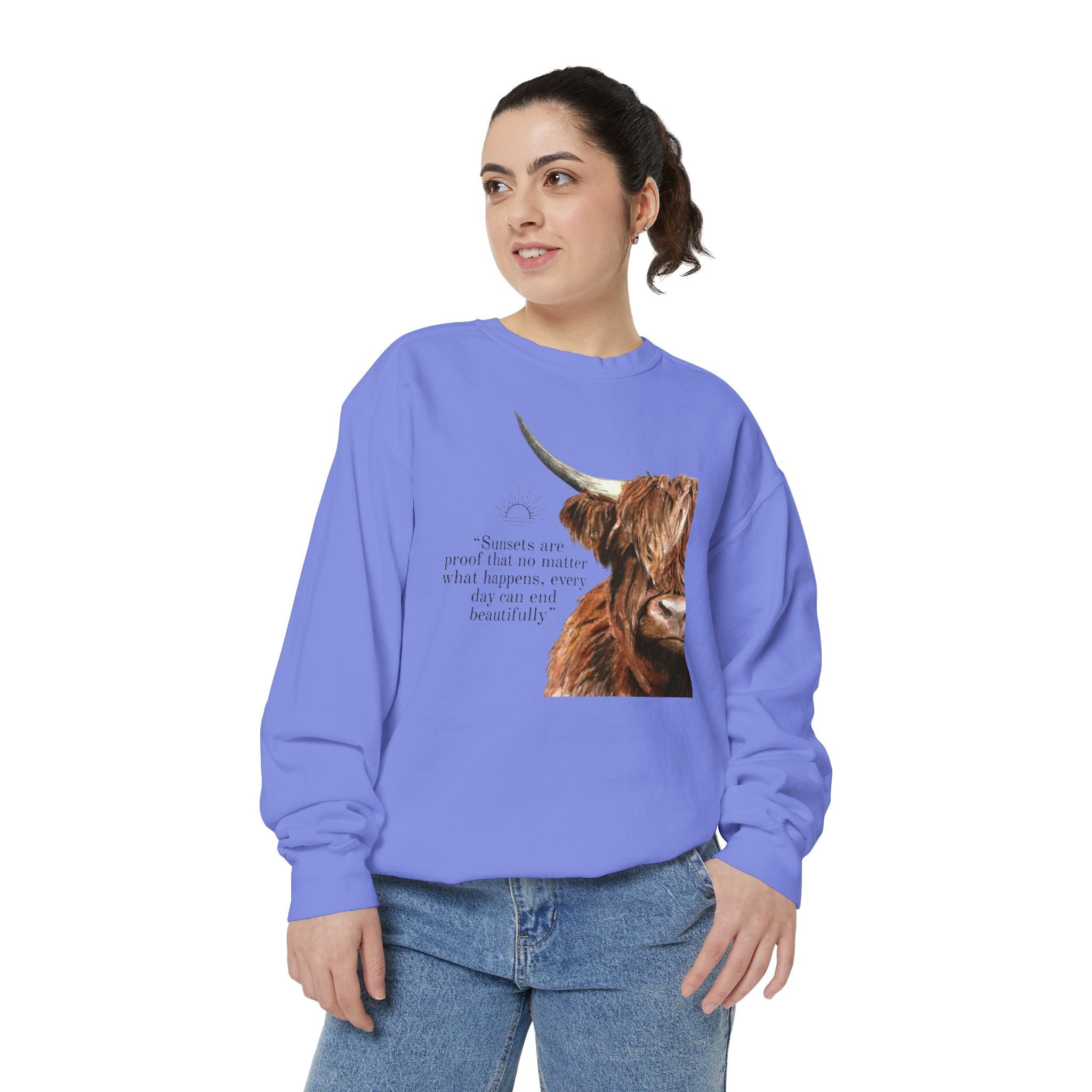 Highland Cow- Unisex Garment-Dyed Sweatshirt