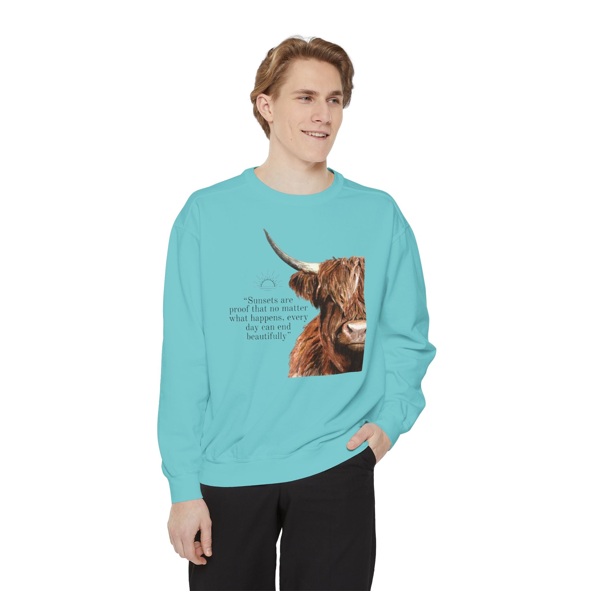 Highland Cow- Unisex Garment-Dyed Sweatshirt