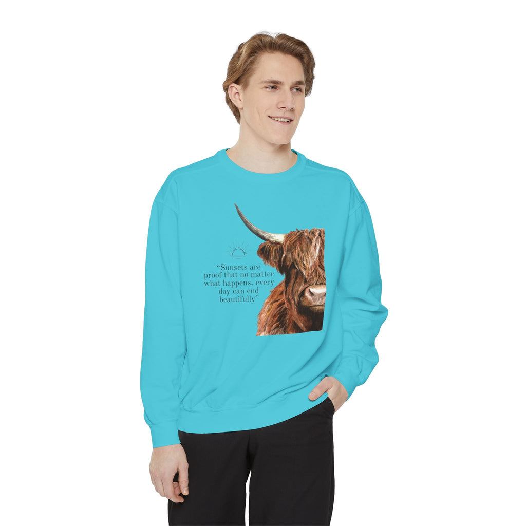 Highland Cow- Unisex Garment-Dyed Sweatshirt