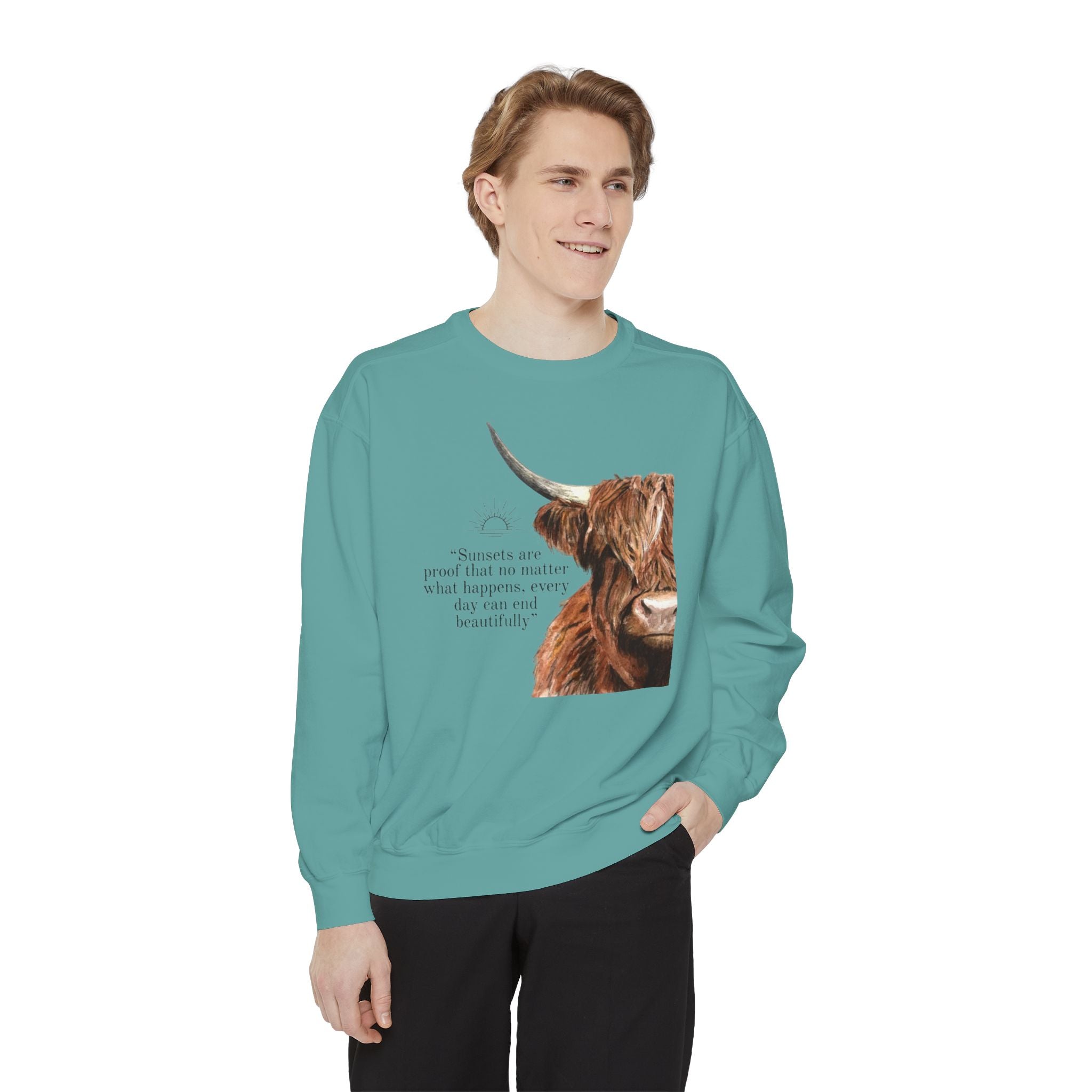 Highland Cow- Unisex Garment-Dyed Sweatshirt