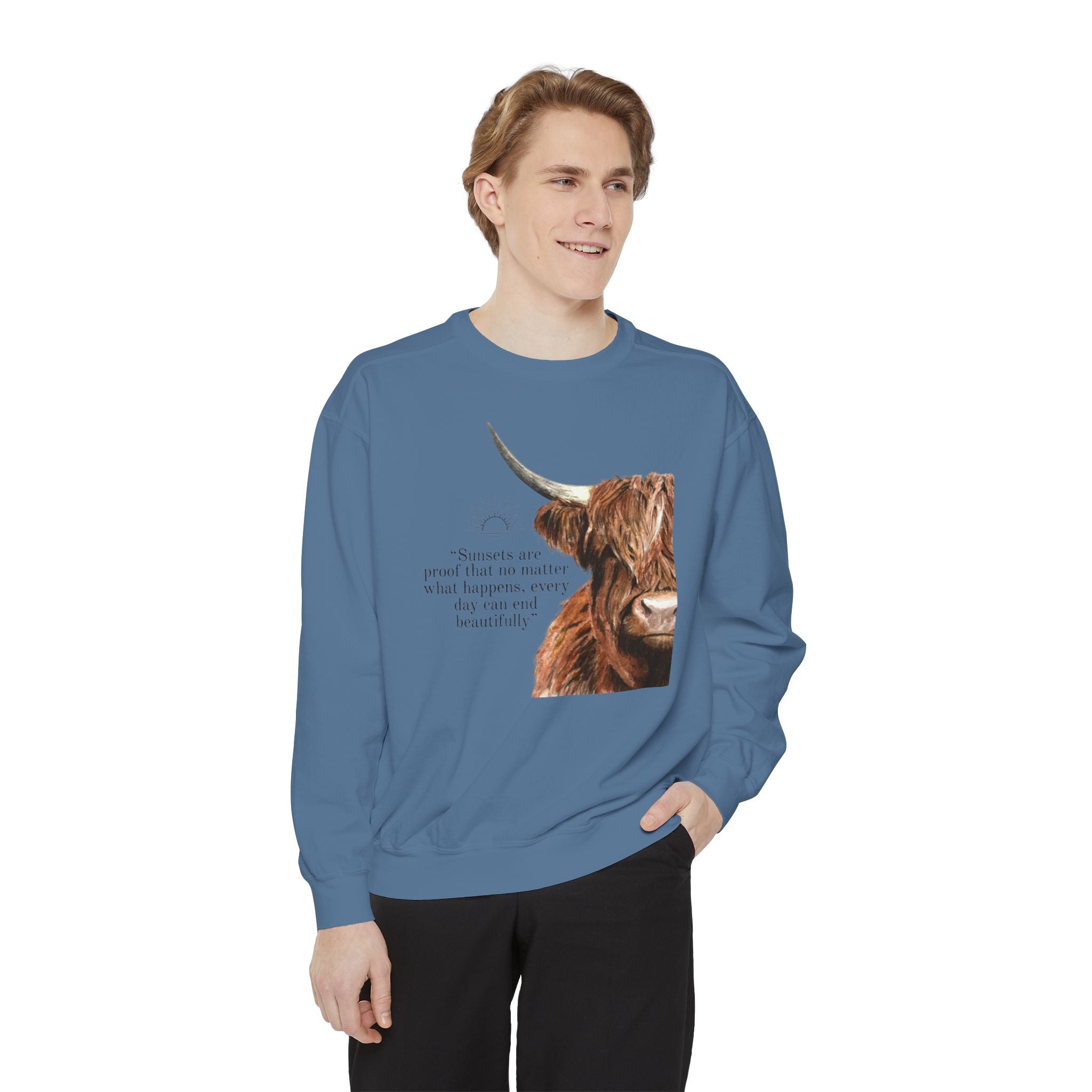 Highland Cow- Unisex Garment-Dyed Sweatshirt