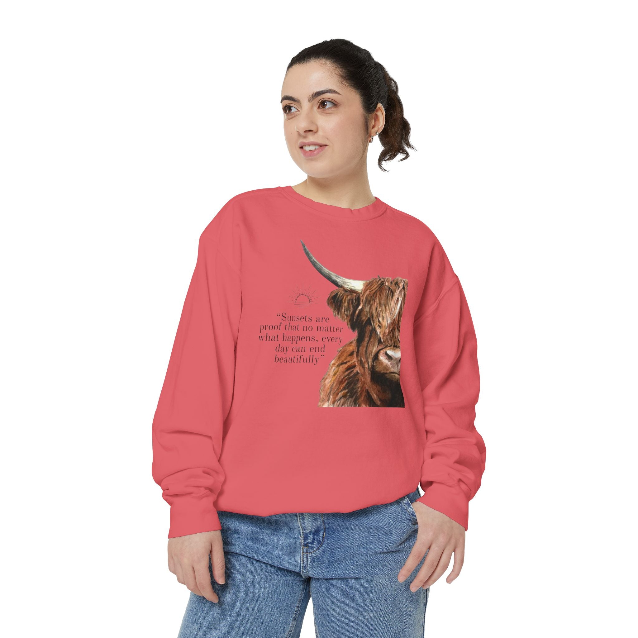 Highland Cow- Unisex Garment-Dyed Sweatshirt