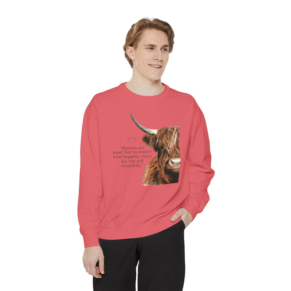 Highland Cow- Unisex Garment-Dyed Sweatshirt