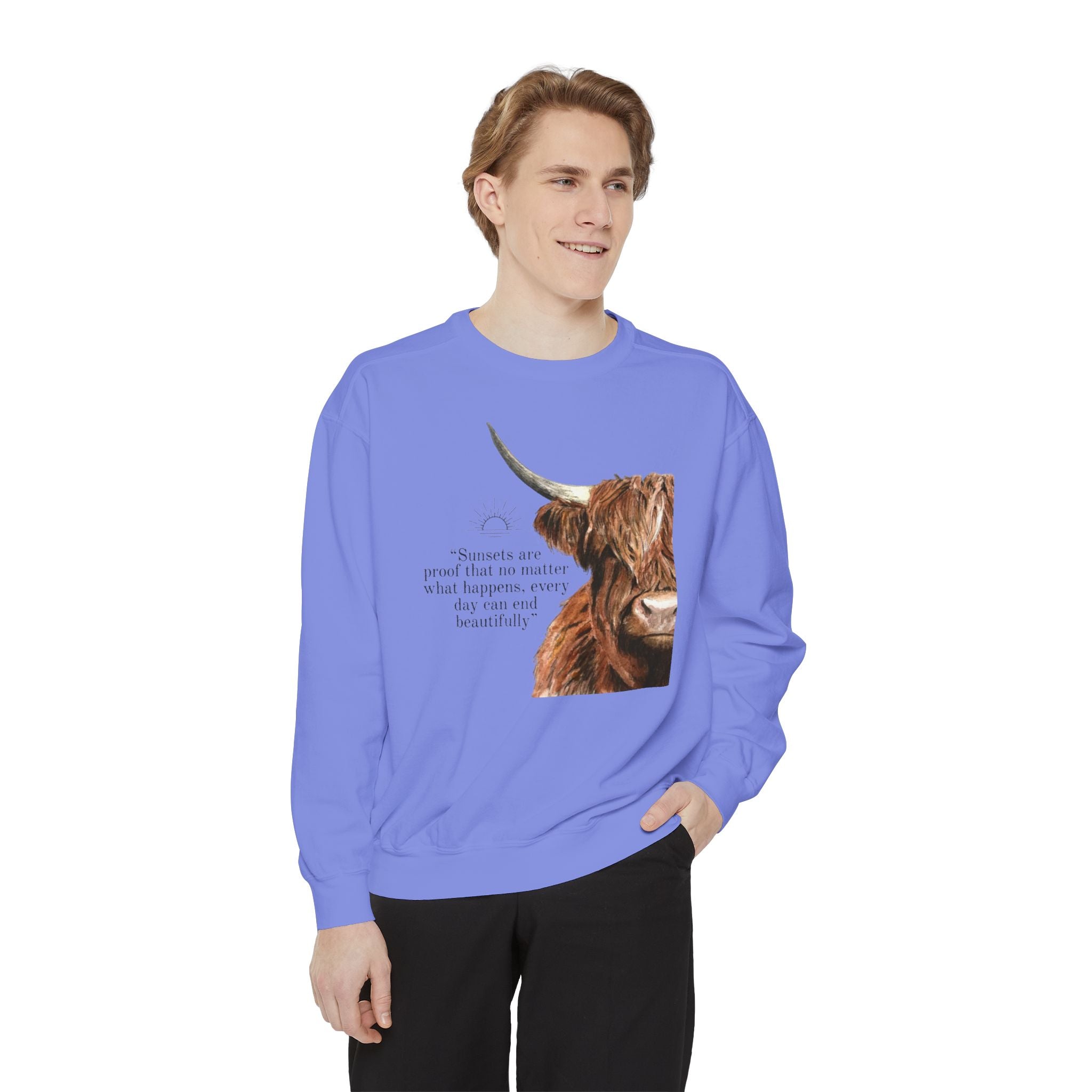 Highland Cow- Unisex Garment-Dyed Sweatshirt