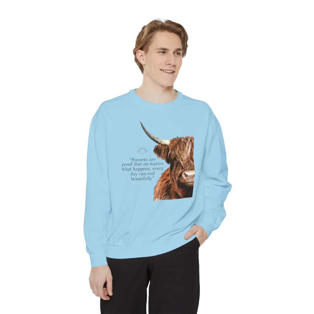 Highland Cow- Unisex Garment-Dyed Sweatshirt