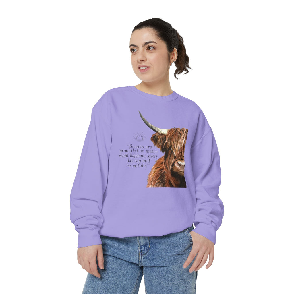 Highland Cow- Unisex Garment-Dyed Sweatshirt