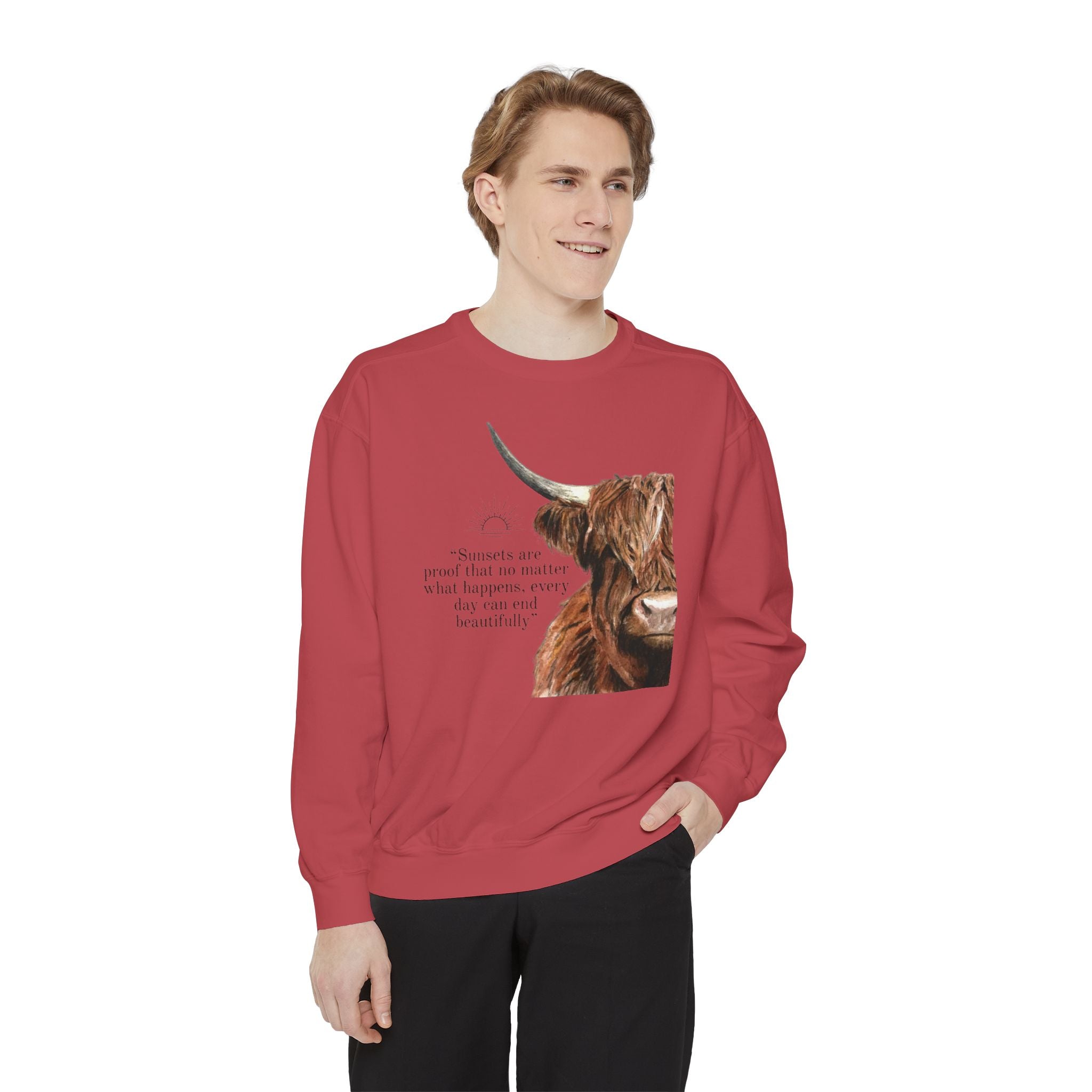 Highland Cow- Unisex Garment-Dyed Sweatshirt