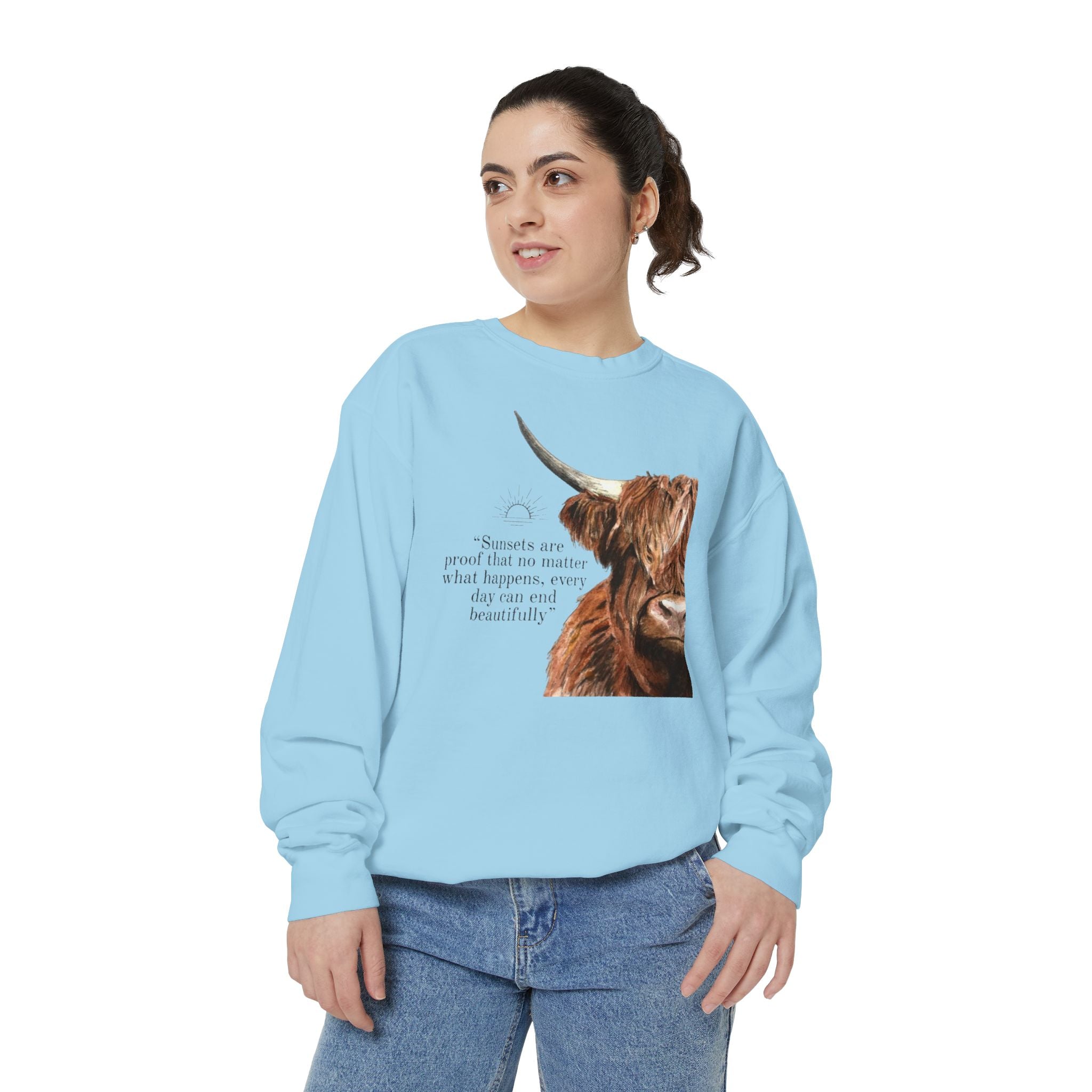 Highland Cow- Unisex Garment-Dyed Sweatshirt
