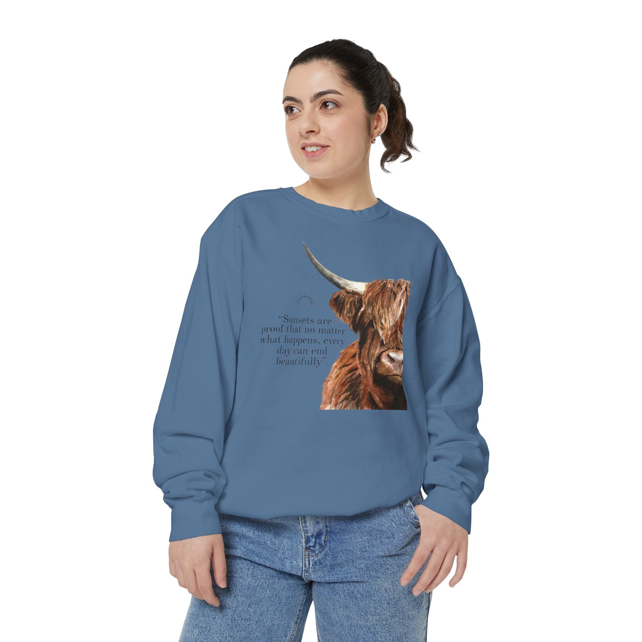 Highland Cow- Unisex Garment-Dyed Sweatshirt
