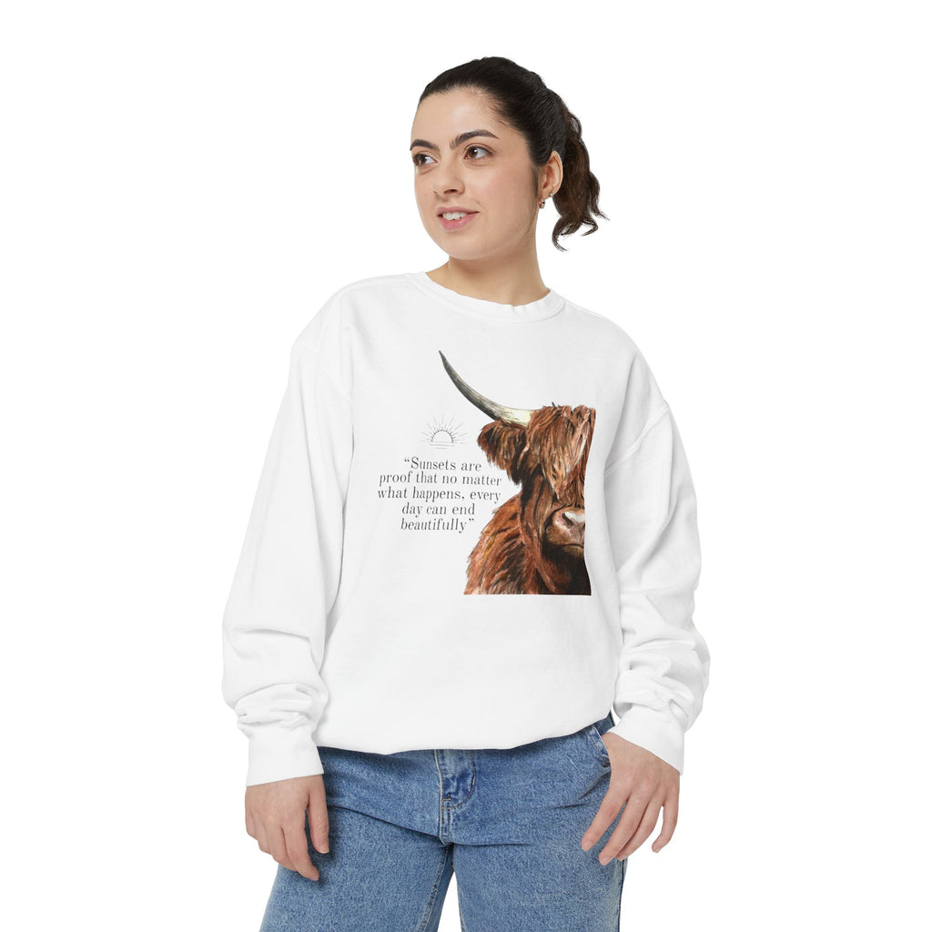 Highland Cow- Unisex Garment-Dyed Sweatshirt