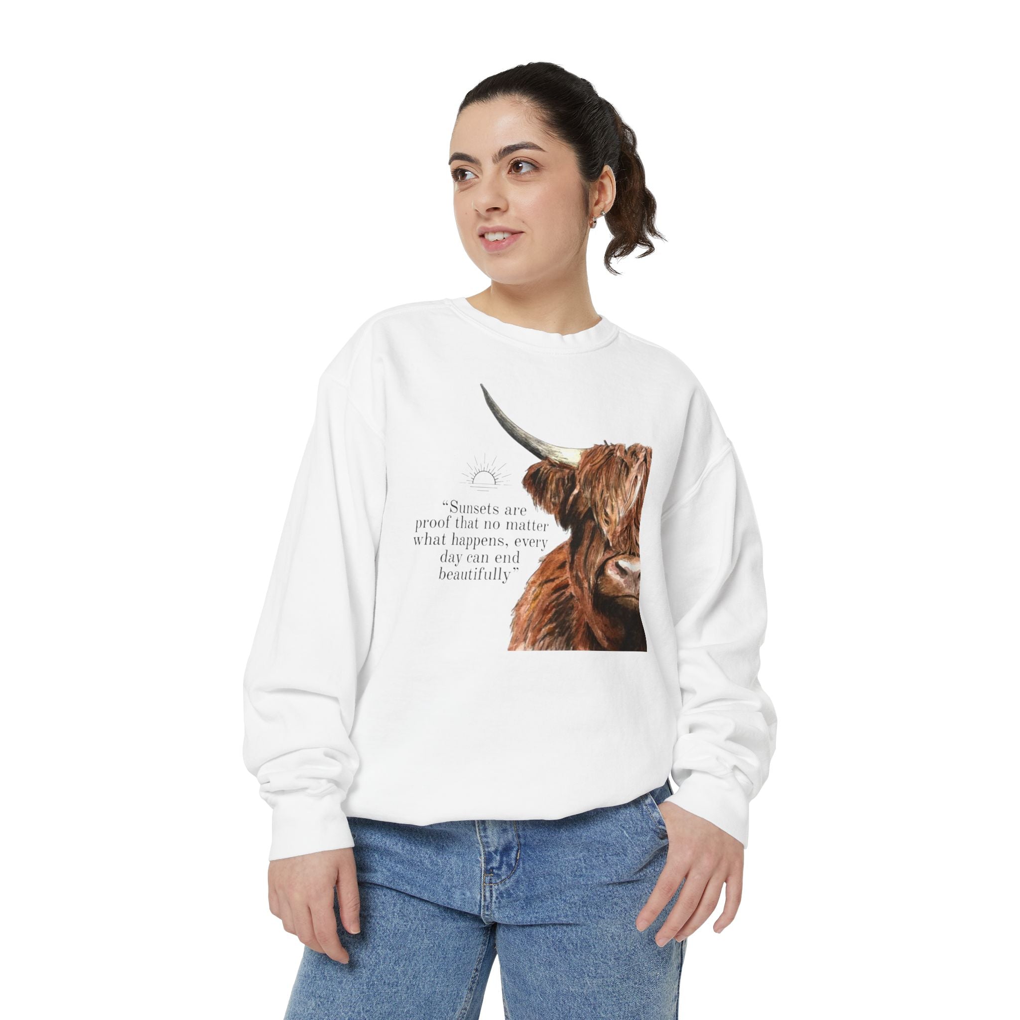 Highland Cow- Unisex Garment-Dyed Sweatshirt