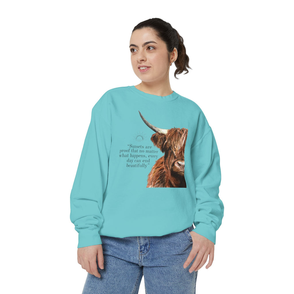 Highland Cow- Unisex Garment-Dyed Sweatshirt