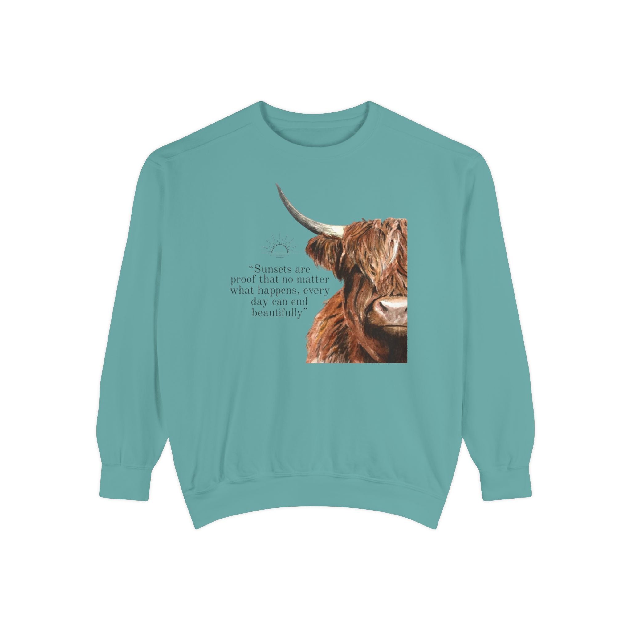 Highland Cow- Unisex Garment-Dyed Sweatshirt