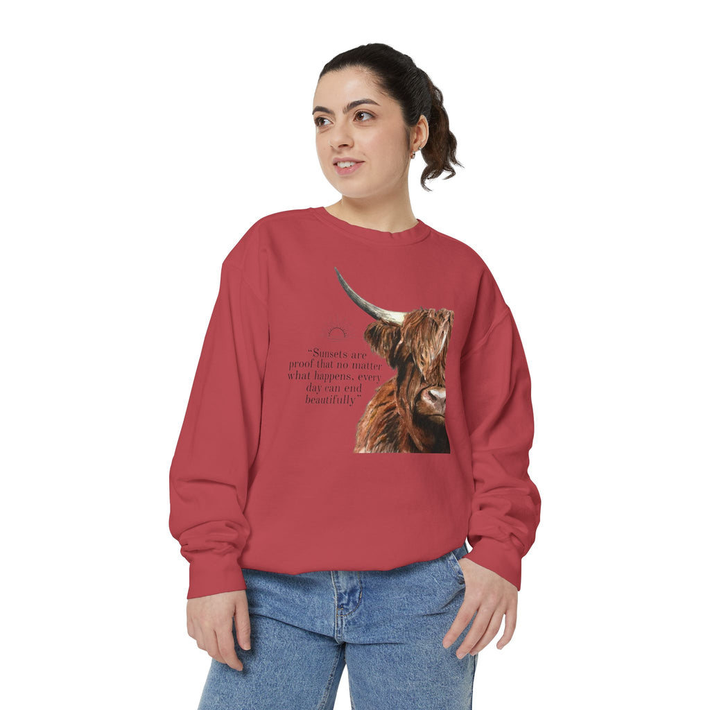 Highland Cow- Unisex Garment-Dyed Sweatshirt