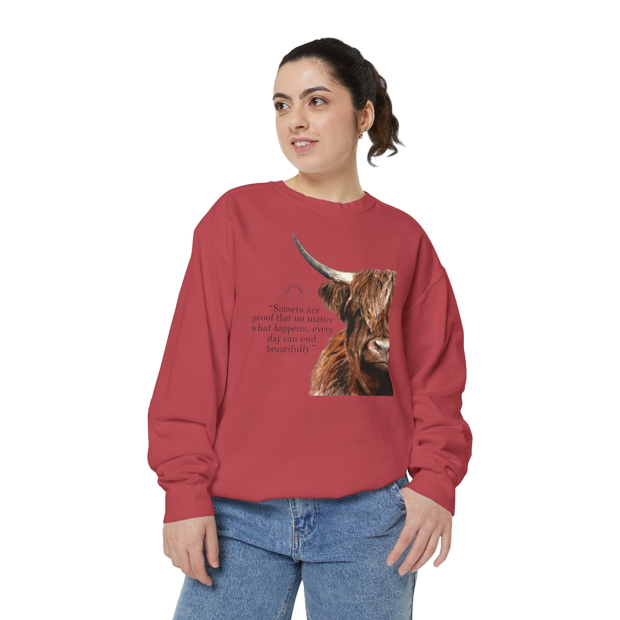 Highland Cow- Unisex Garment-Dyed Sweatshirt