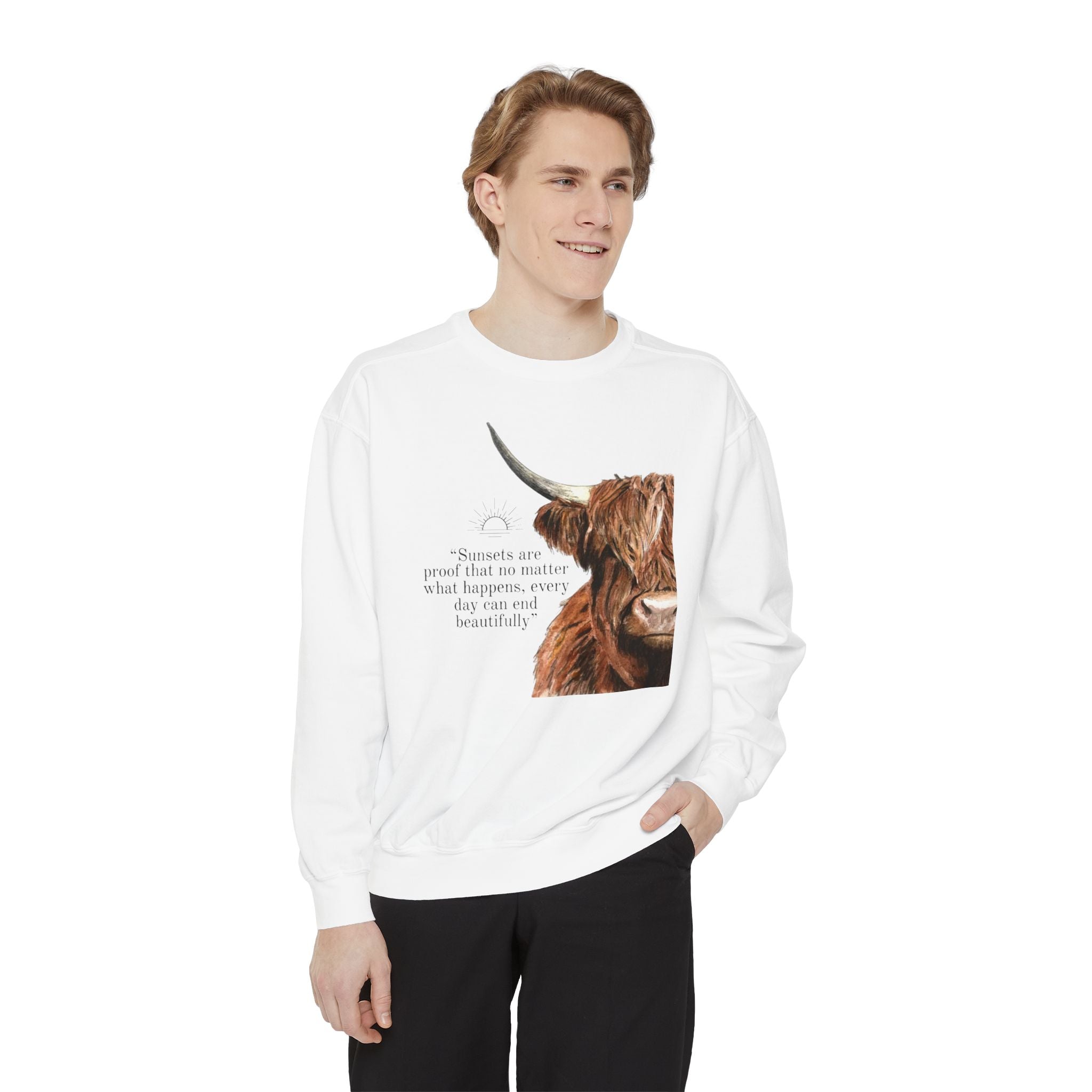 Highland Cow- Unisex Garment-Dyed Sweatshirt