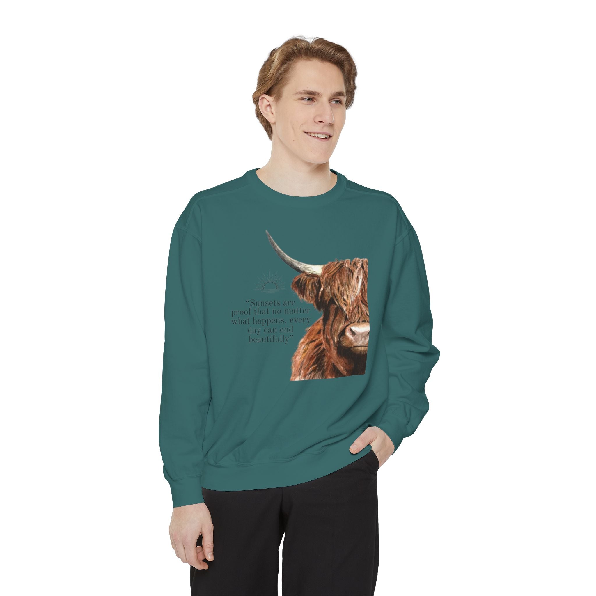 Highland Cow- Unisex Garment-Dyed Sweatshirt